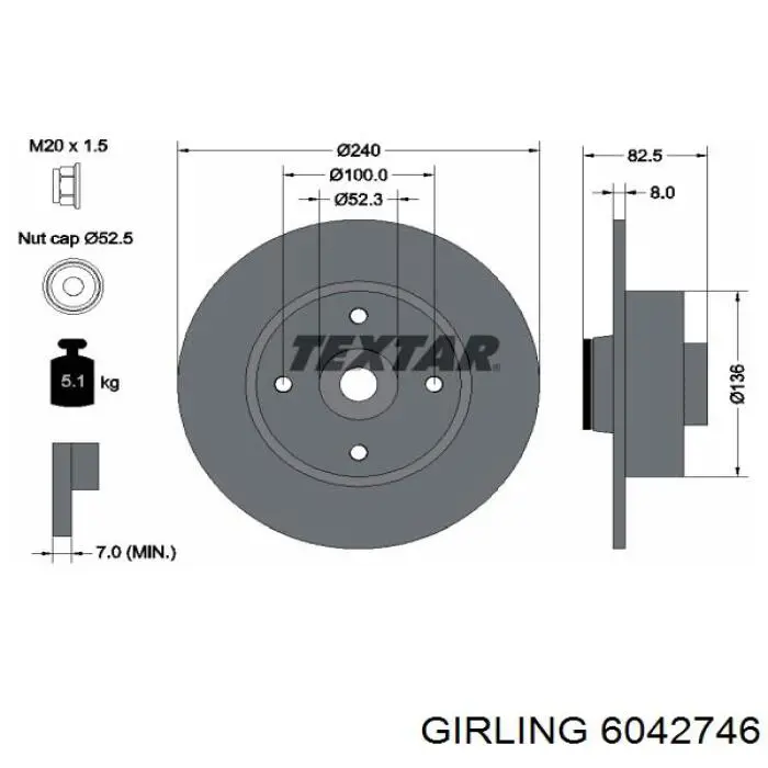 Disco de freno trasero Alfa Romeo 33 905