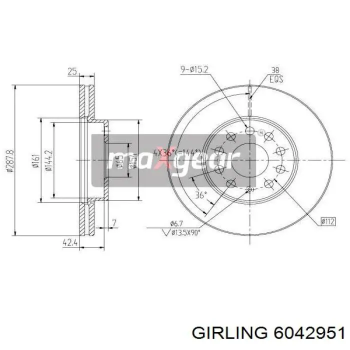 Freno de disco delantero Volkswagen Caddy 2 9K9