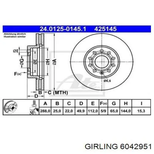 Freno de disco delantero Volkswagen Caddy 2 9K9