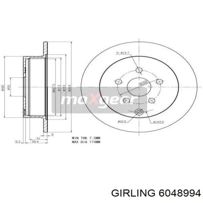 Disco de freno trasero Toyota Prius NHW20