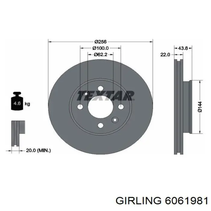 6061981 Girling freno de disco delantero