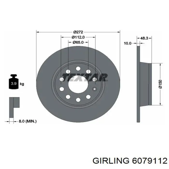 6079112 Girling disco de freno trasero