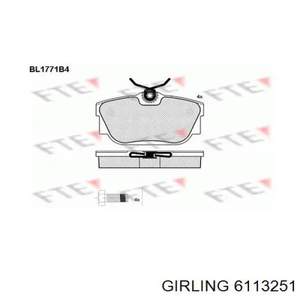 Pastillas traseras Girling 6113251