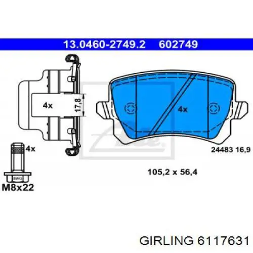 Pastillas traseras de freno Girling 6117631 precio, desde 30,72 EUR