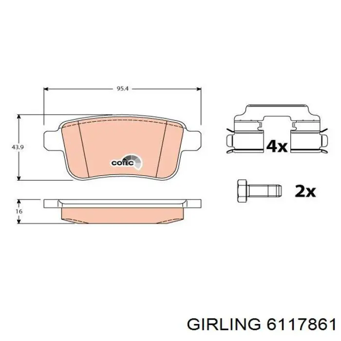 6117861 Girling Pastillas freno traseras
