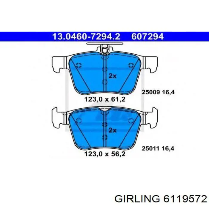 Pastillas de freno traseras 6119572 Girling