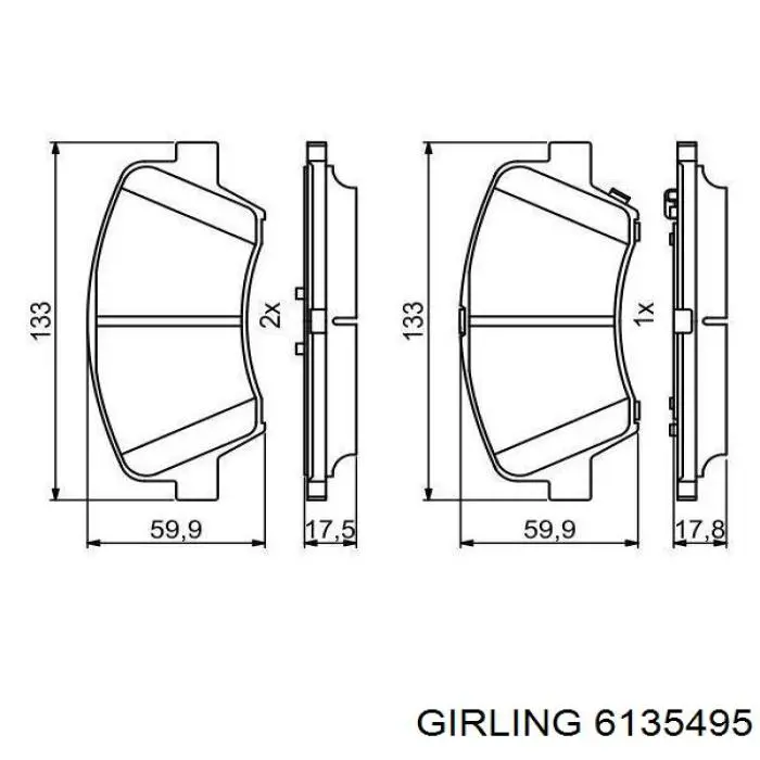 6135495 Girling pastillas de freno delanteras