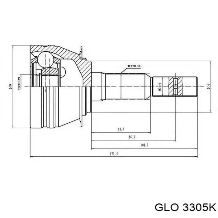 3305K GLO junta homocinética exterior delantera