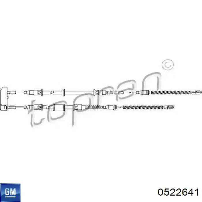 0522641 General Motors cable de freno de mano trasero derecho/izquierdo