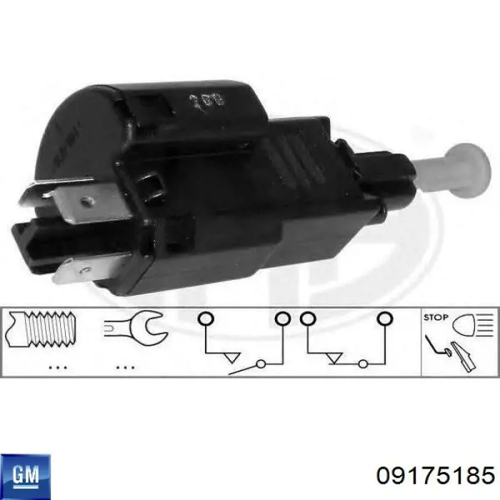 Interruptor de luz de freno 09175185 General Motors