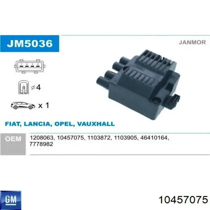 Bobina de encendido Opel Corsa 73, 78, 79