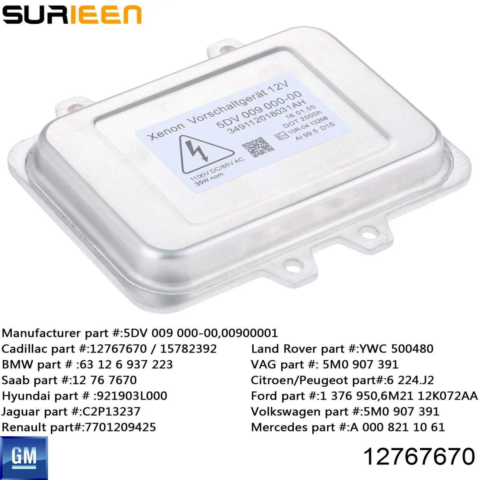 Comprar 12767670 General Motors Unidad de control de xenón