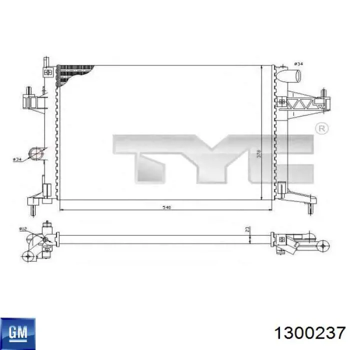 1300237 General Motors radiador refrigeración del motor