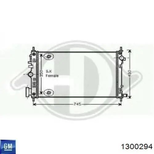 1300294 General Motors radiador refrigeración del motor