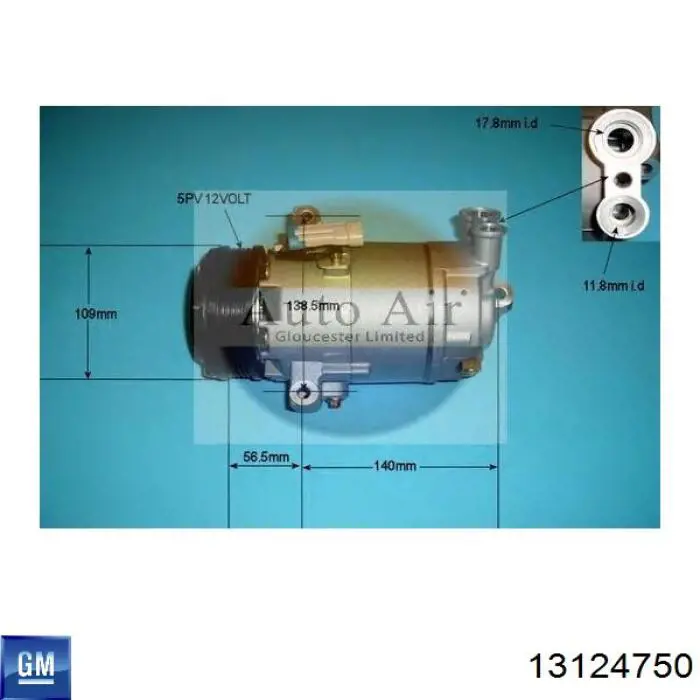 Compresor de aire acondicionado 13124750 General Motors