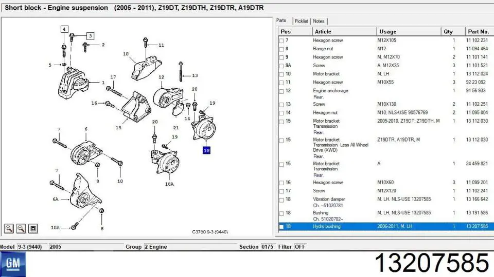 Comprar 13207585 General Motors Soporte izquierdo del motor
