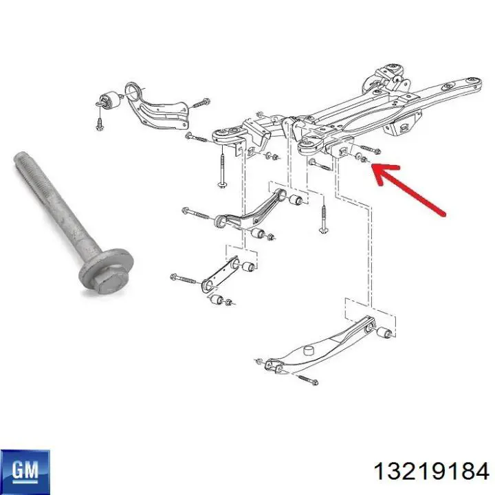 13219184 General Motors perno de fijación, brazo oscilante inferior trasero,interior