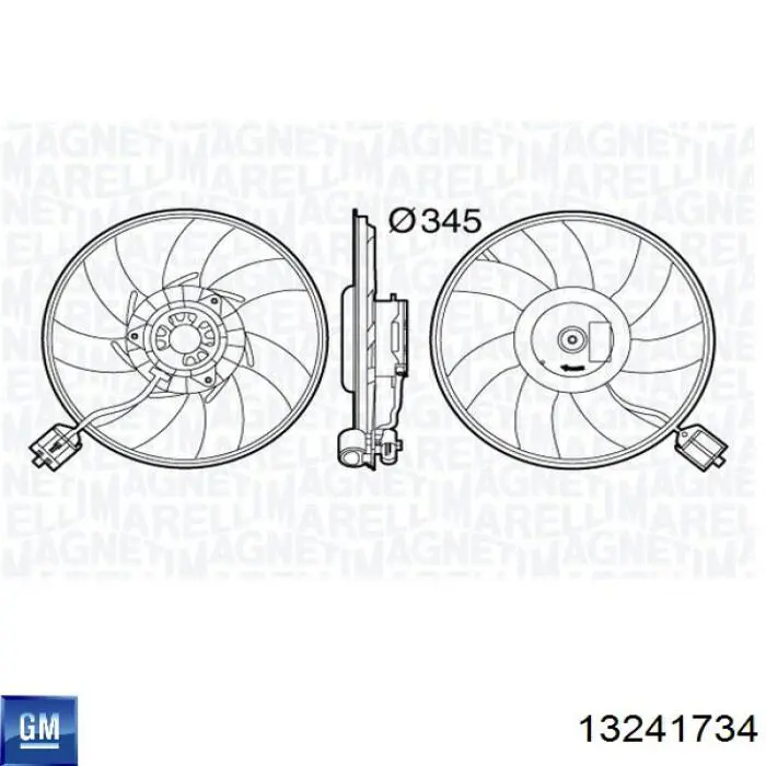 1341097 General Motors ventilador (rodete +motor refrigeración del motor con electromotor derecho)