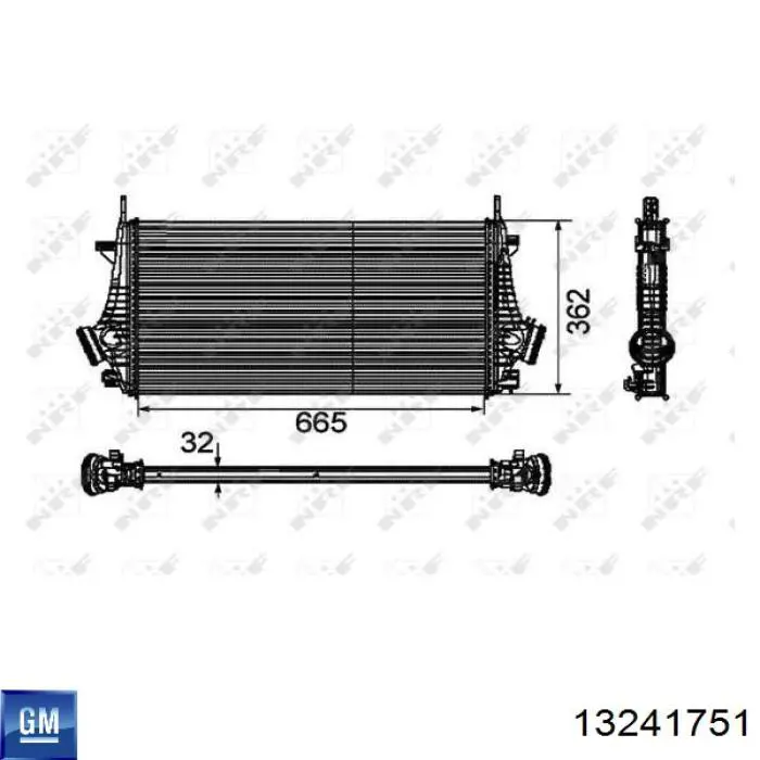 13241751 General Motors radiador de aire de admisión