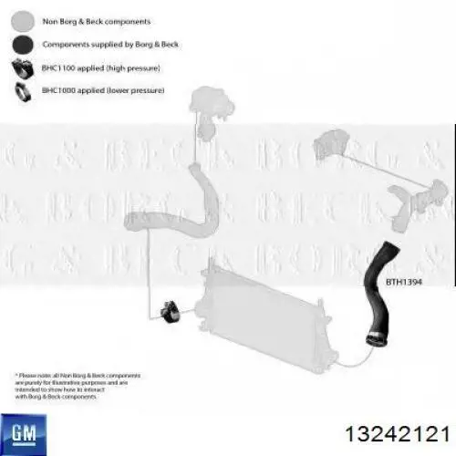 13242121 General Motors Manguera intercooler izquierdo 
