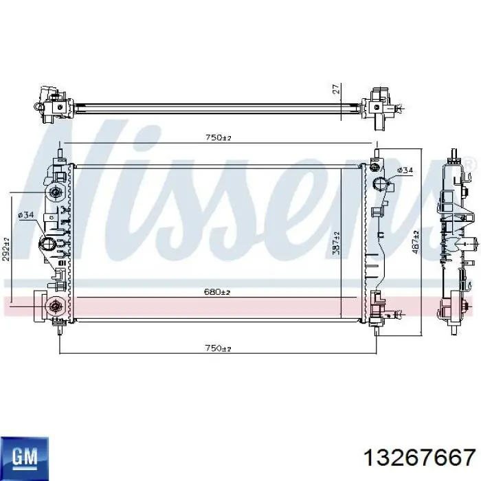 13267667 General Motors radiador refrigeración del motor