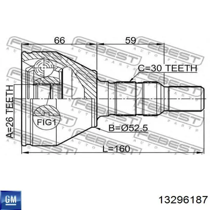 Junta homocinética exterior delantera General Motors 13296187 precio, desde 39,57 EUR
