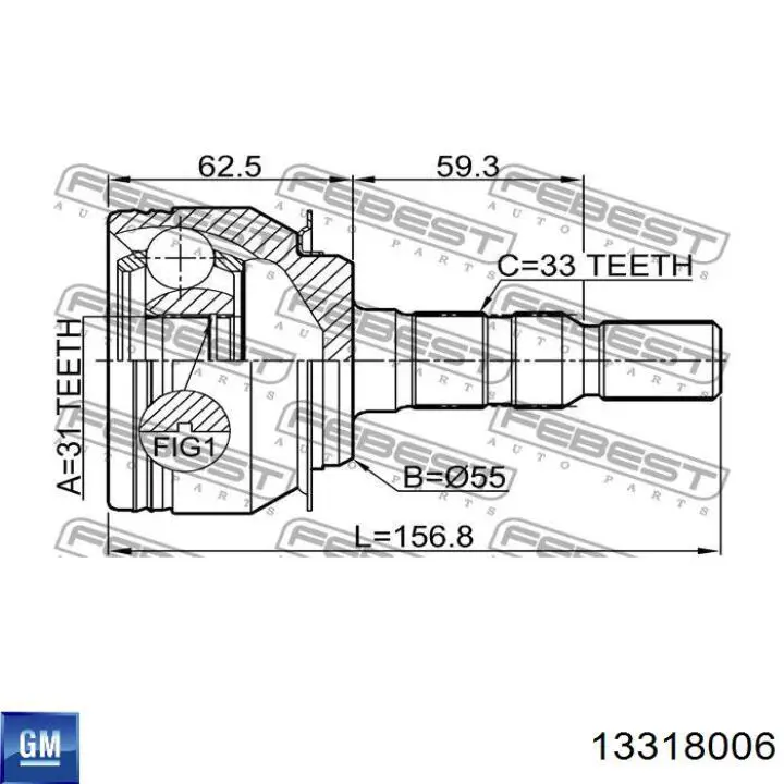 13318006 General Motors Junta homocinética