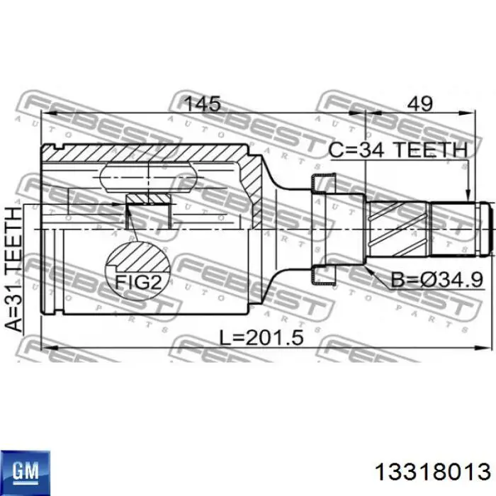 Comprar 13318013 General Motors Junta homocinética interna delantera derecha