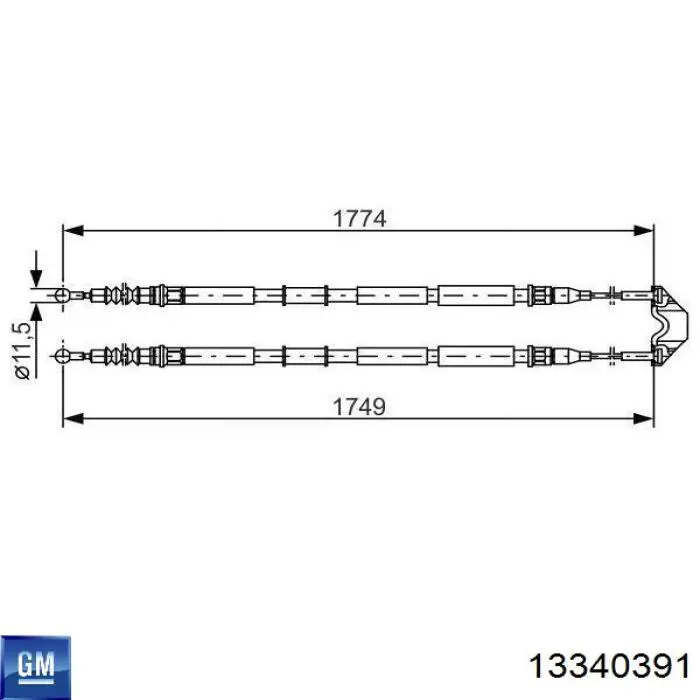 13340391 General Motors cable de freno de mano trasero derecho/izquierdo