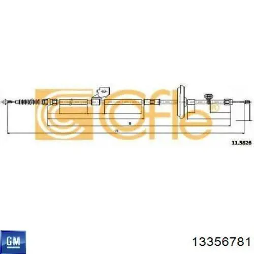 13356781 General Motors cable de freno de mano trasero derecho