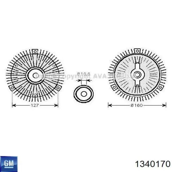 1340170 General Motors embrague, ventilador del radiador