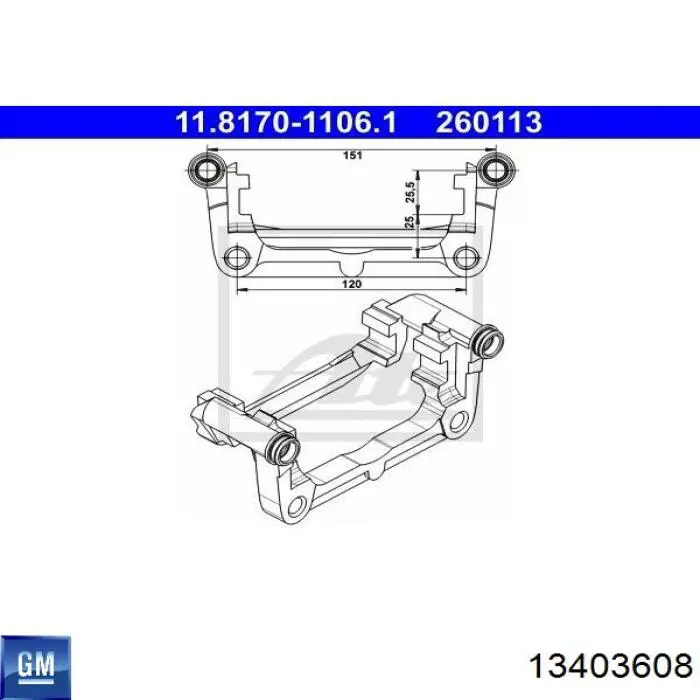 13403608 General Motors soporte, pinza de freno trasera