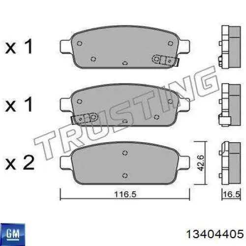 Comprar 13404405 General Motors Pastillas de freno traseras