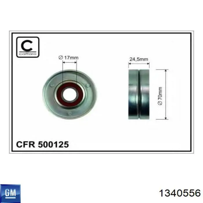 1340556 General Motors rodillo, correa trapecial poli v