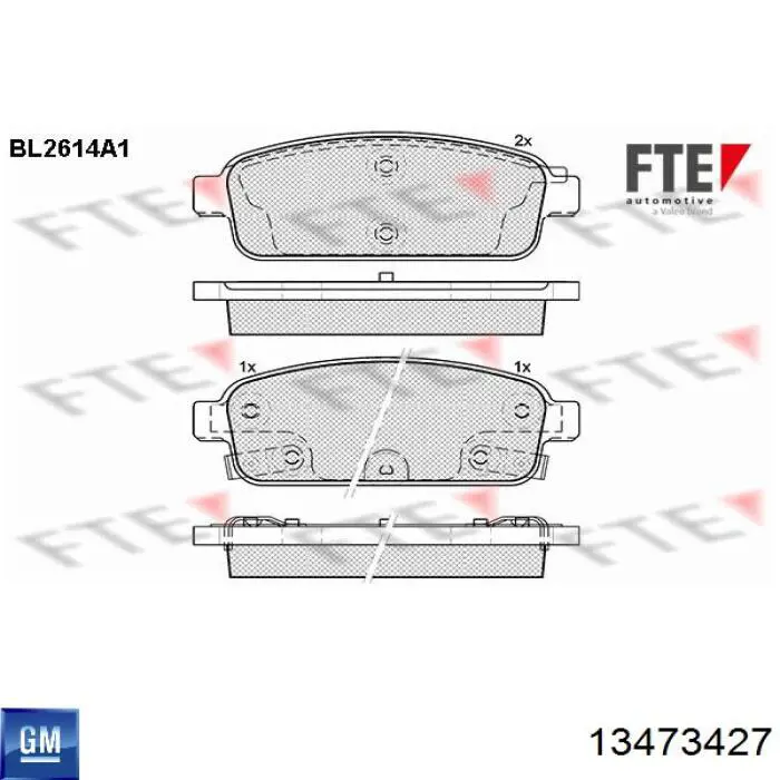 13473427 General Motors Pastillas freno traseras