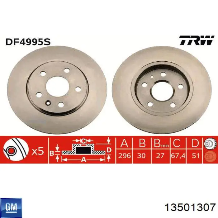 Disco de freno 13501307 General Motors