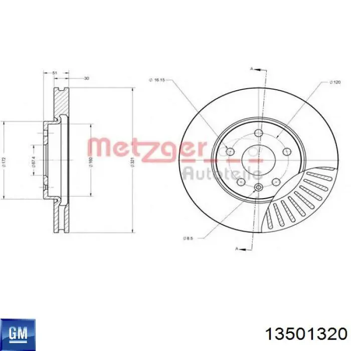 Comprar 13501320 General Motors Freno de disco delantero