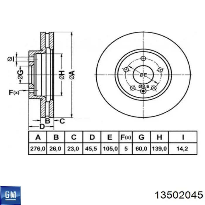 Comprar 13502045 General Motors Freno de disco delantero