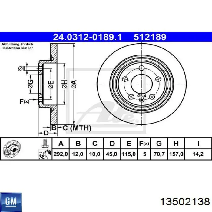 13502138 General Motors disco de freno trasero