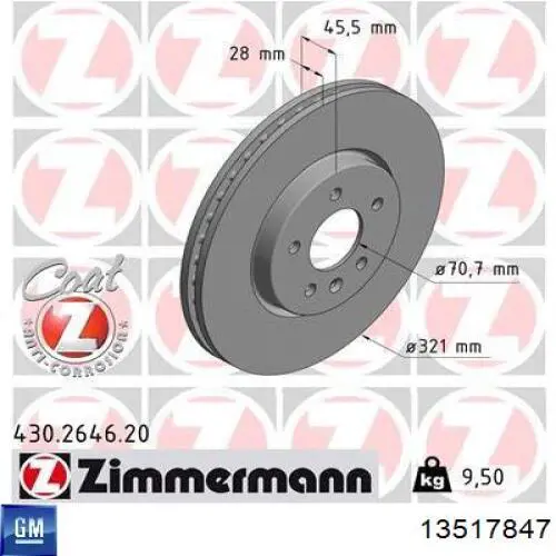 Frenos delanteros General Motors 13517847 precio, desde 75,87 EUR