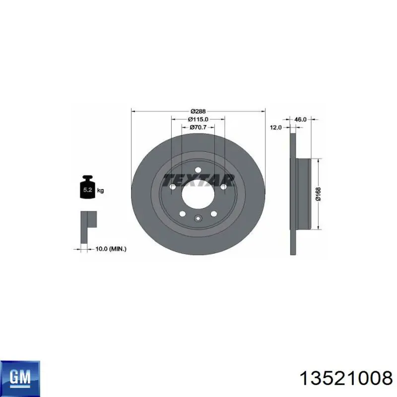 13521008 General Motors Freno de disco trasero
