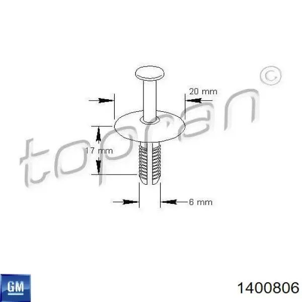 1400806 General Motors clips de fijación de parachoques delantero