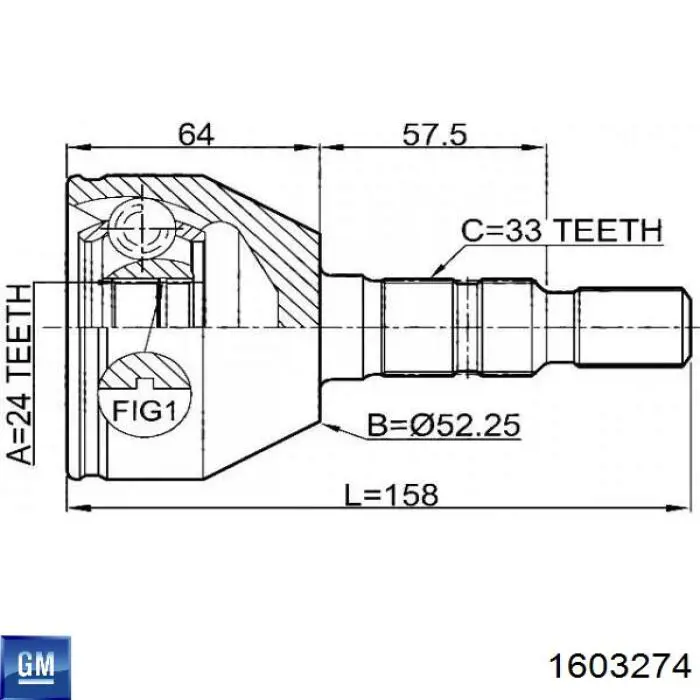 Junta homocinética exterior delantera General Motors 1603274 precio, desde 27,54 EUR