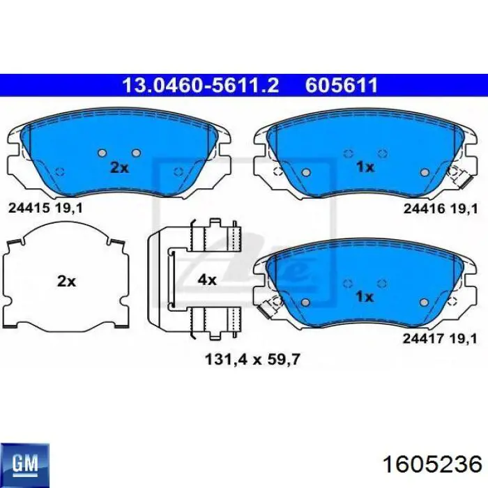 1605236 General Motors pastillas de freno delanteras