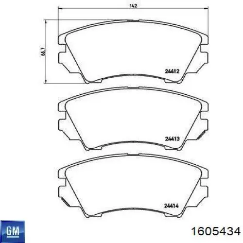 1605434 General Motors pastillas de freno delanteras