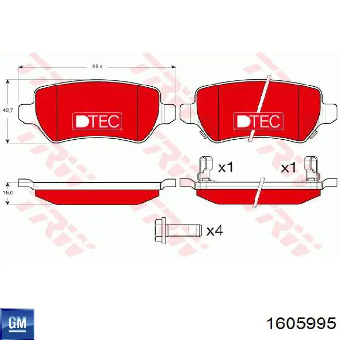 1605995 General Motors pastillas de freno traseras