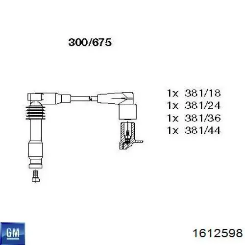 1612598 General Motors cables de bujías
