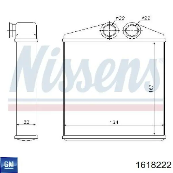 1618222 General Motors radiador de calefacción