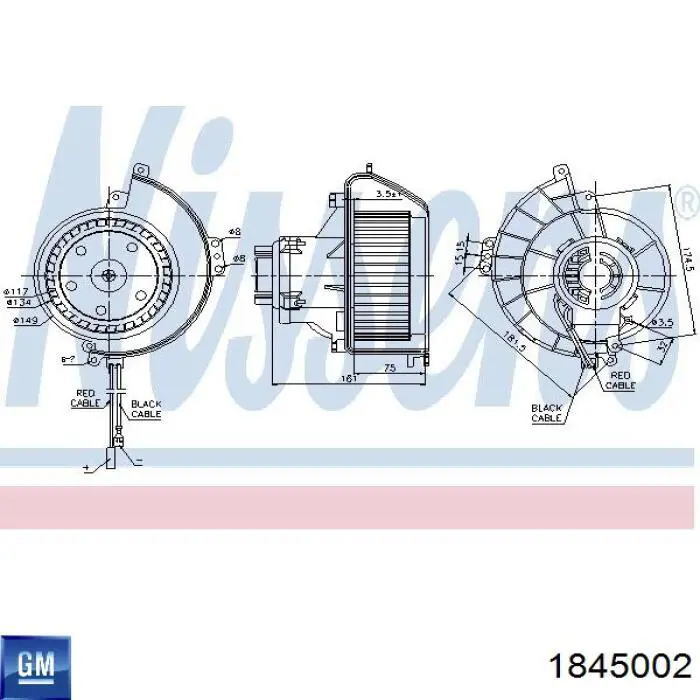 1845002 General Motors motor eléctrico, ventilador habitáculo