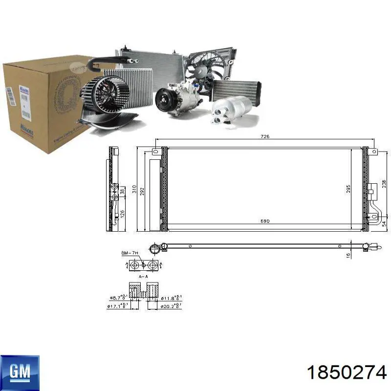 1850274 General Motors condensador aire acondicionado